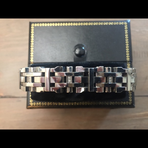 Black & Blue stainless steel bracelet w/diamonds - Picture 6 of 7